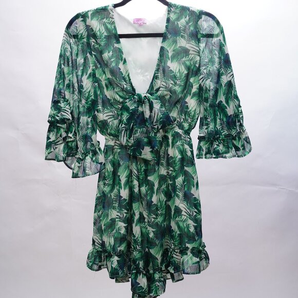 Sabrina Palm Print Romper - Picture 2 of 4